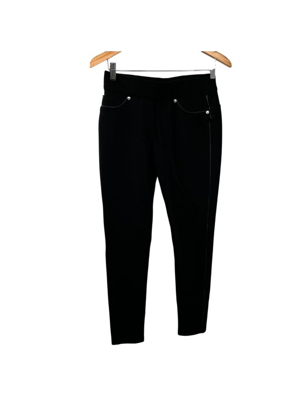 Nygard Luxe Slims Womens Black Jeggings Piped Mid Rise Size 10/12